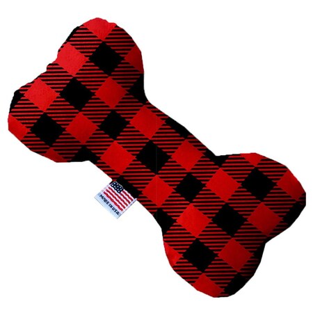 Mirage Pet Products Red Buffalo Check 10 in. Stuffing Free Bone Dog Toy 1301-SFTYBN10